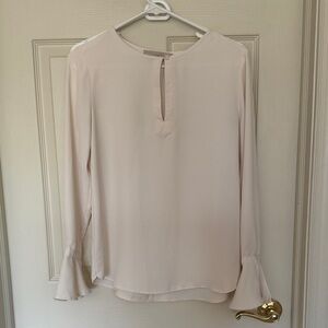 LOFT Pale Pink Long-Sleeve Keyhole Blouse